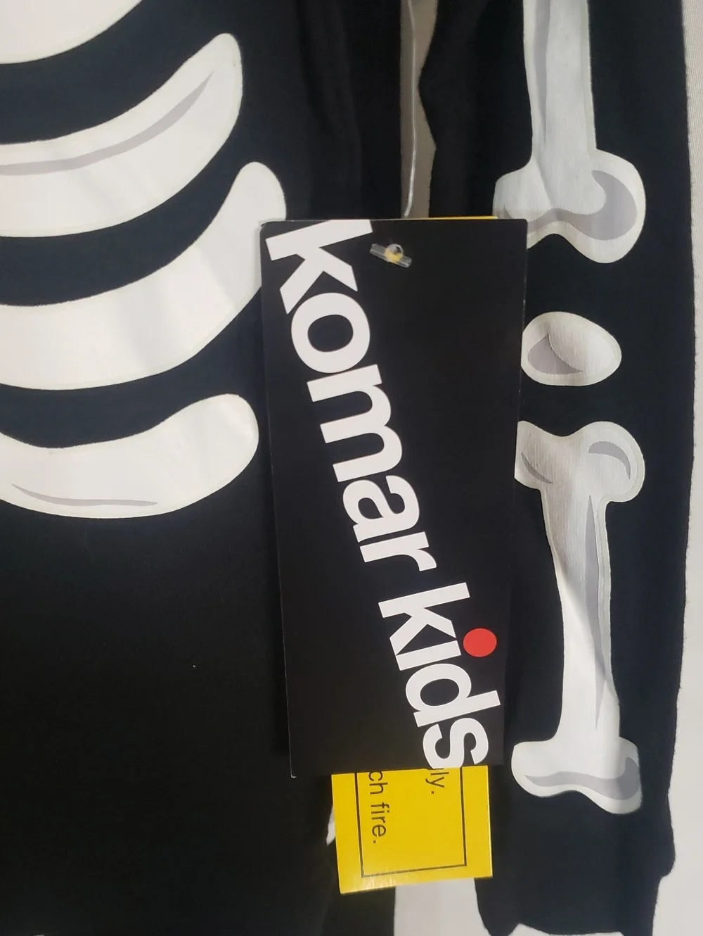 Komar Kids Black Glow-in-the-Dark Skeleton Kids Costume Pajama Set